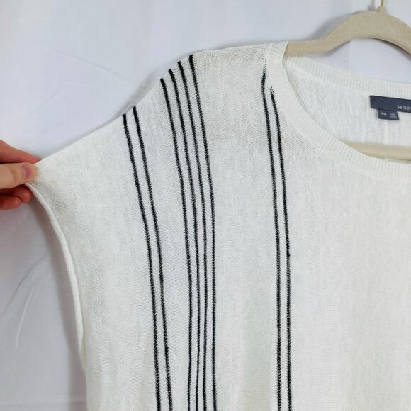 360Sweater Womens XS White 100% Linen Oversized Cap Sleeve Sweater Beachy Luxury - Picture 4 of 11